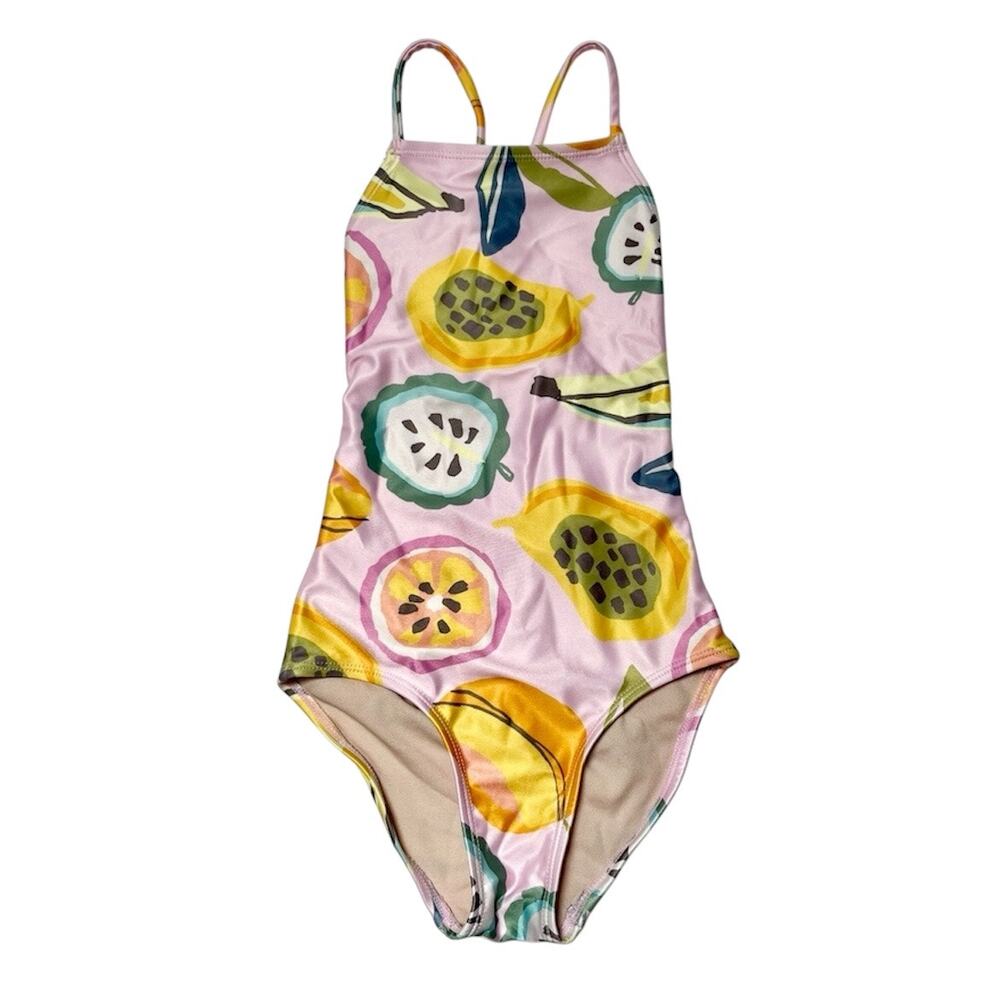 Tea Collection Cross Back Tropical Fruit One Piece Swim Suit Size 7
